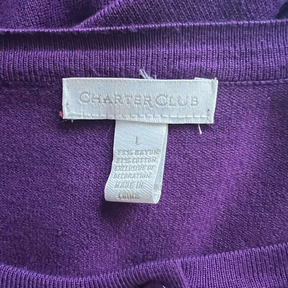 ***SOLD***Charter club 2 piece Purple Sweater set size Large. - Picture 4 of 6